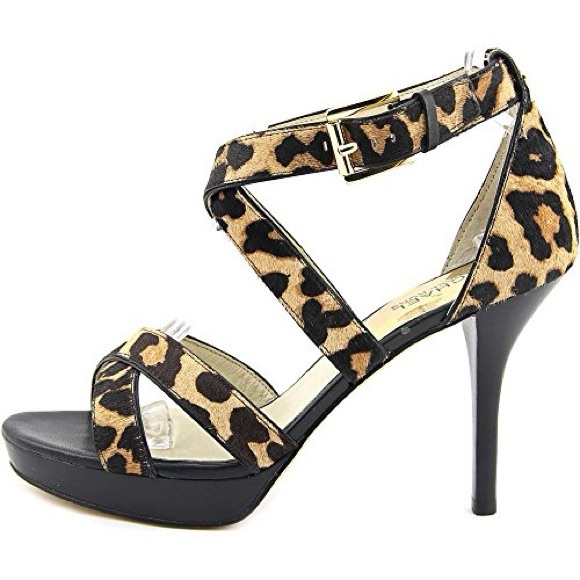Michael Kors Shoes - Michael Kors Evie Leopard Heels 6.5 Fur Calf Hair Platform Stiletto 4.25” Y2K